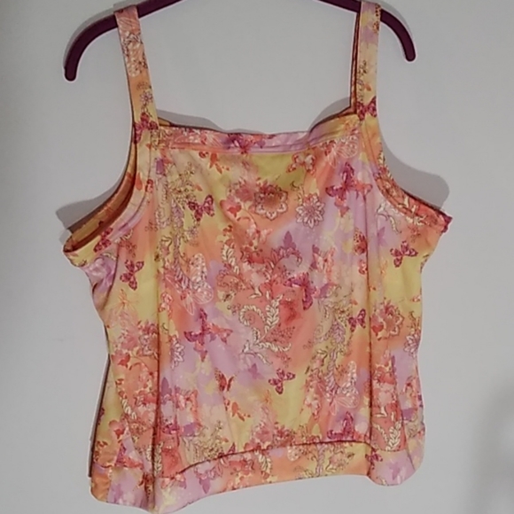 CW Classics 2X Swim Tank Top Floral ButterflyPrint - Picture 5 of 7